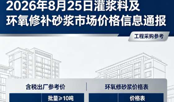龙门镇2026年8月25日灌浆料及环氧修补砂浆市场价格信息通报